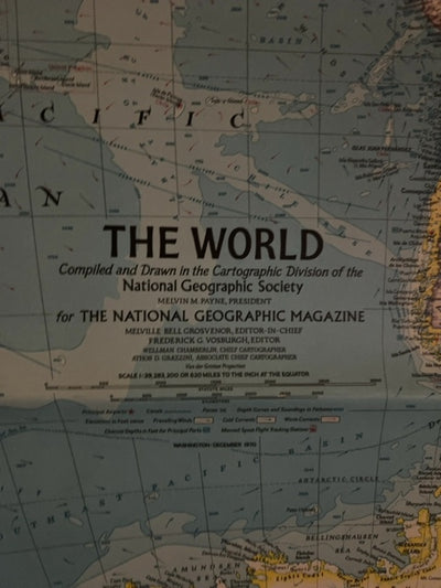 Vintage National Geographic The World Wall Map 1970
