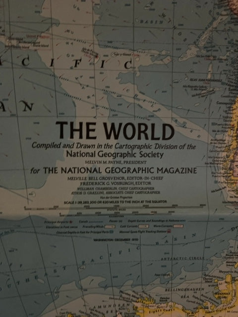 Vintage National Geographic The World Wall Map 1970