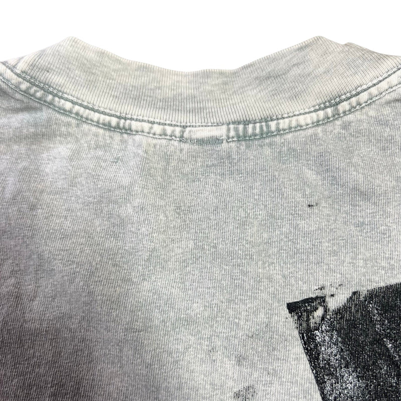 Five Star Silver grey acid-wash cotton t-shirt with ribbed crew neckline and vintage streetwear aesthetic.