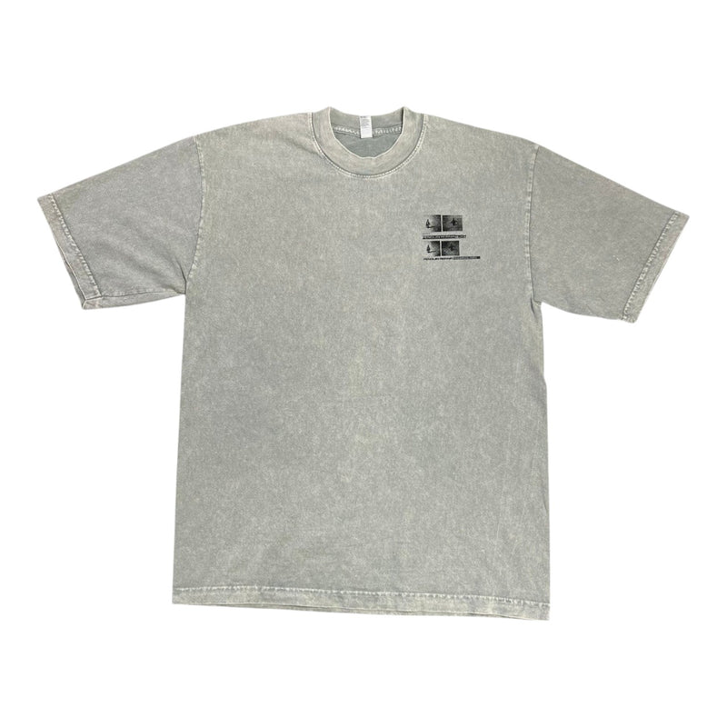 Five Star Silver heavyweight garment-dyed grey cotton crewneck t-shirt with a small tech-inspired chest graphic.
