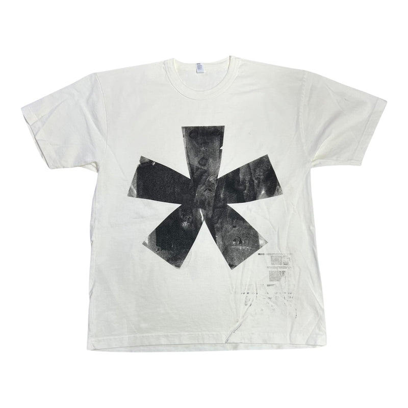 Five Star Silver heavyweight off-white cotton t-shirt with a distressed black star graphic print on the chest.