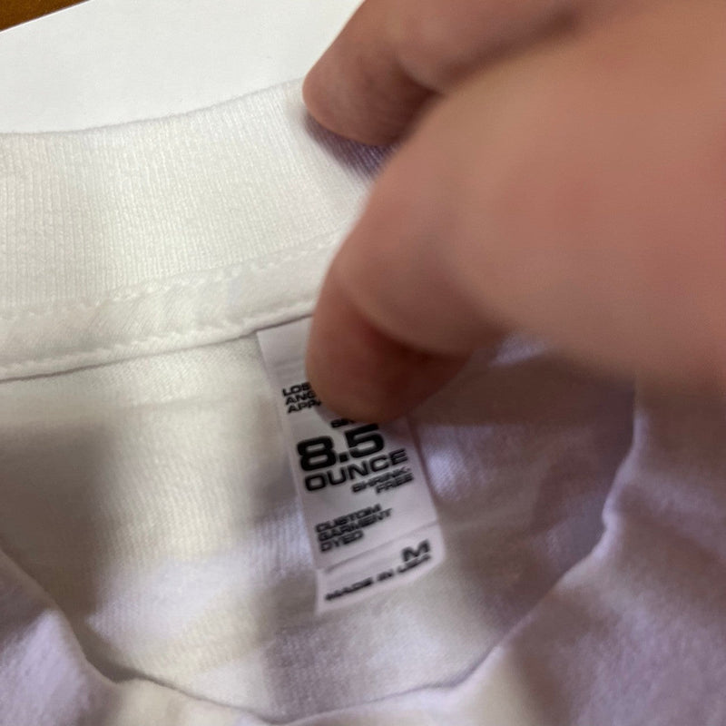 Five Star Silver white heavy-weight crewneck t-shirt with 8.5 oz shrink-free fabric and garment-dyed finish.