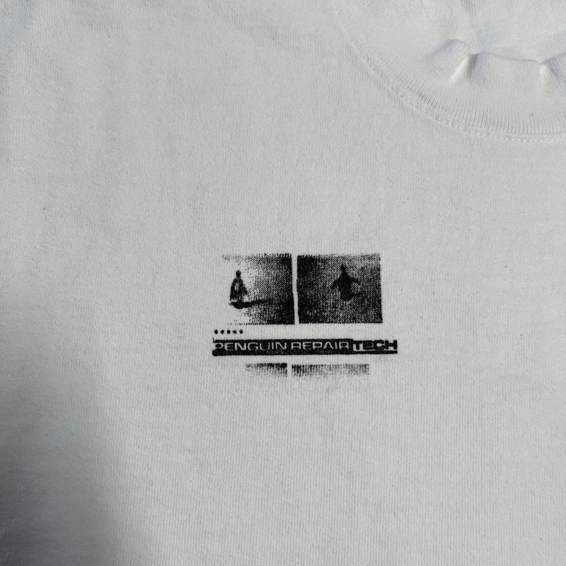 Five Star Silver white heavyweight cotton t-shirt featuring a black Penguin Repair Tech graphic on the chest.