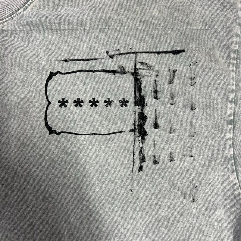 Five Star Silver heavyweight cotton crewneck t-shirt in washed grey with a black abstract chest graphic.
