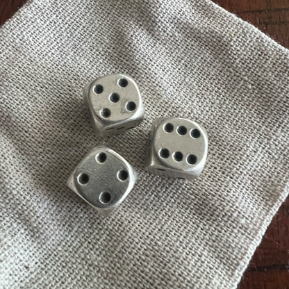 3 mini sterling silver dice